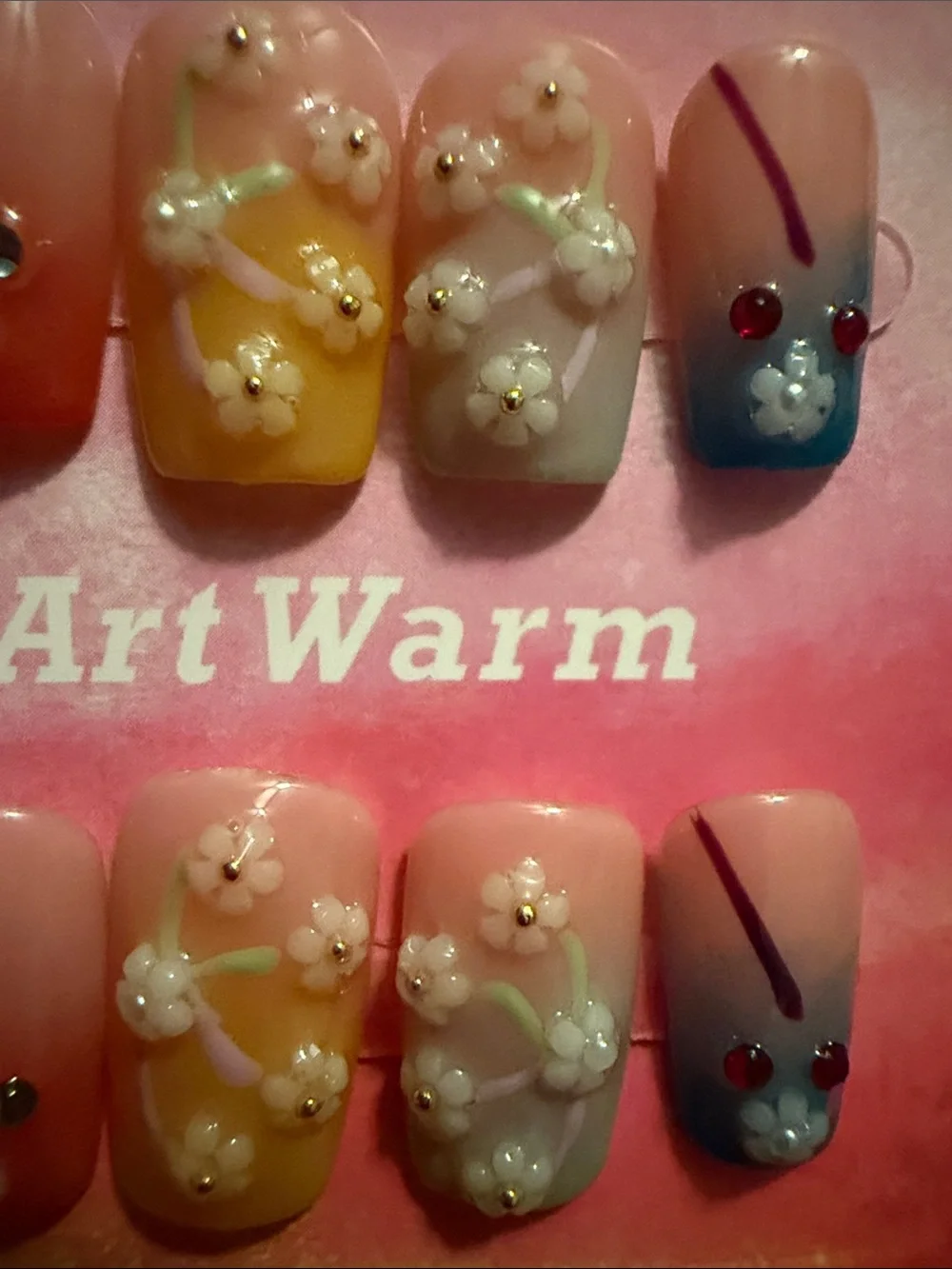 Multicolor Floral handmade acrylic Press-On Nails
